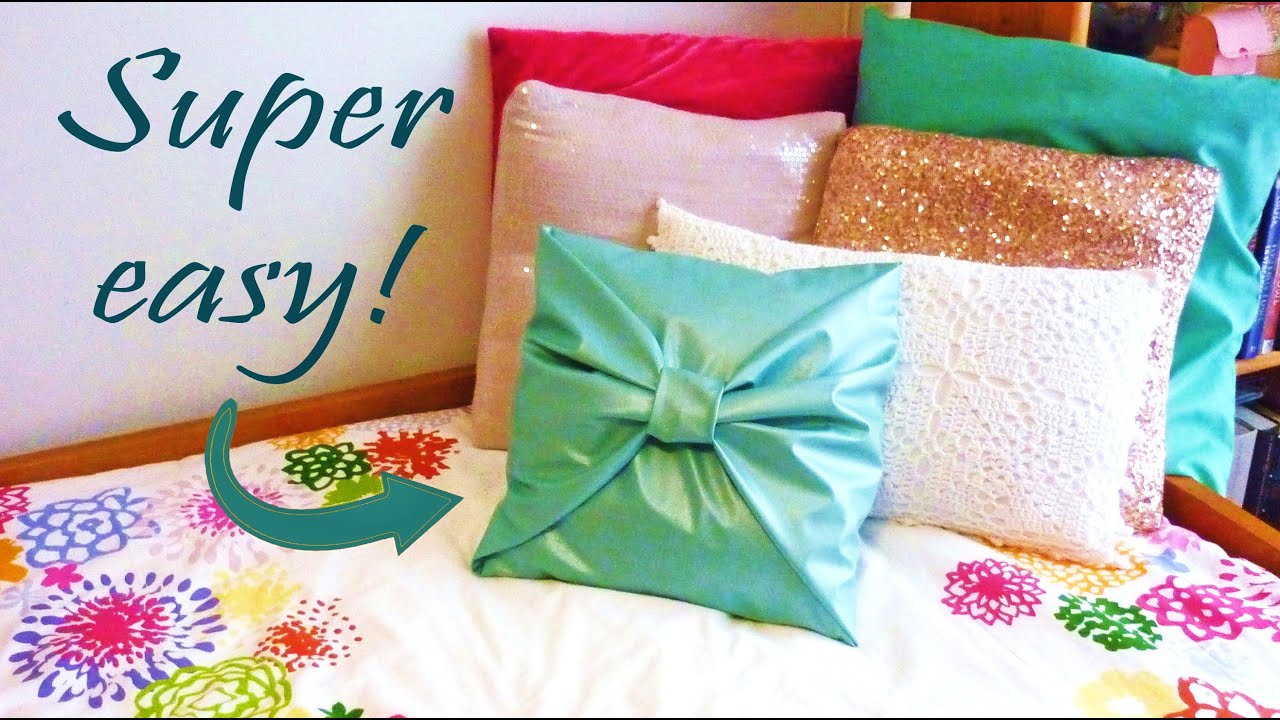 DIY ROOM DECOR Nosew bow PILLOW COVER YouTube