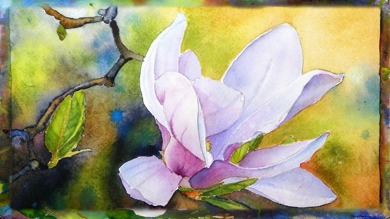 How to Paint the Magnolia Flower, Watercolor Painting, Part 1 YouTube