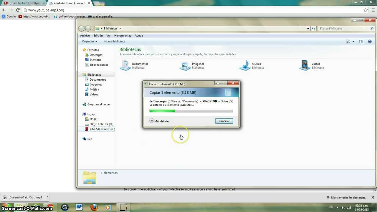como pasar musica a una memoria USB YouTube