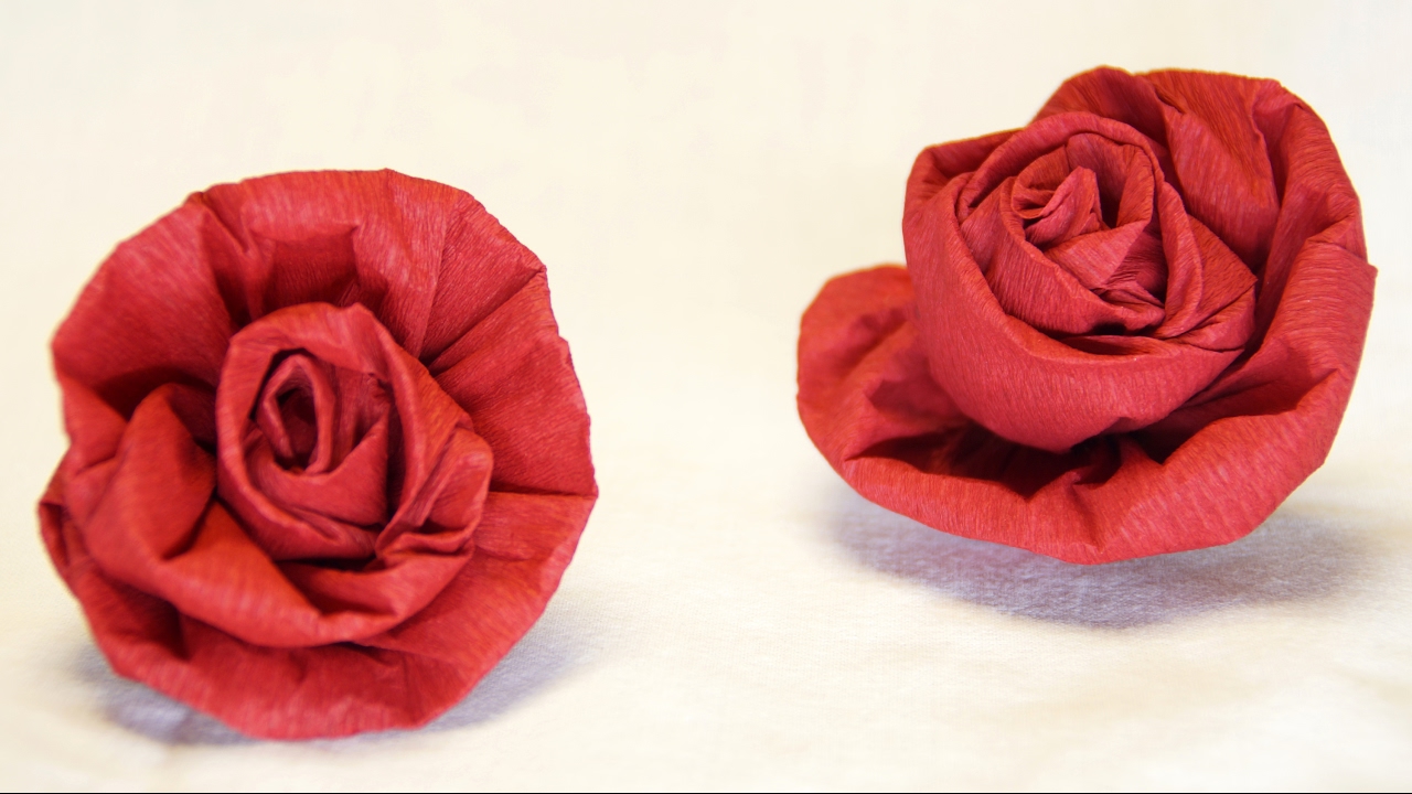 Blumen basteln Rose aus Krepppapier, Feinkrepp basteln... How to make