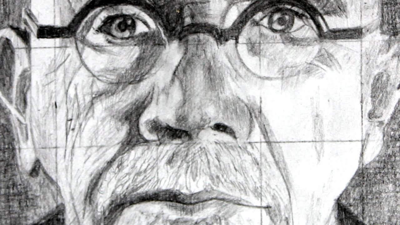 How to use the Grid Method with a Drawing of Chuck Close as an Example