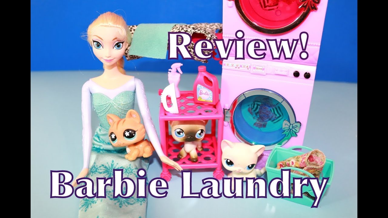 Barbie Glam Laundry Washer & Dryer Washing Machine Toy Review w/ Disney