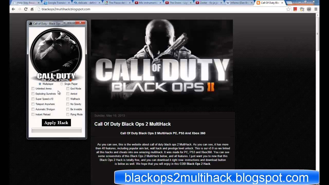 Call Of Duty Black Ops 2 Hacks And Cheats For Xbox360, PS3 And PC [2013