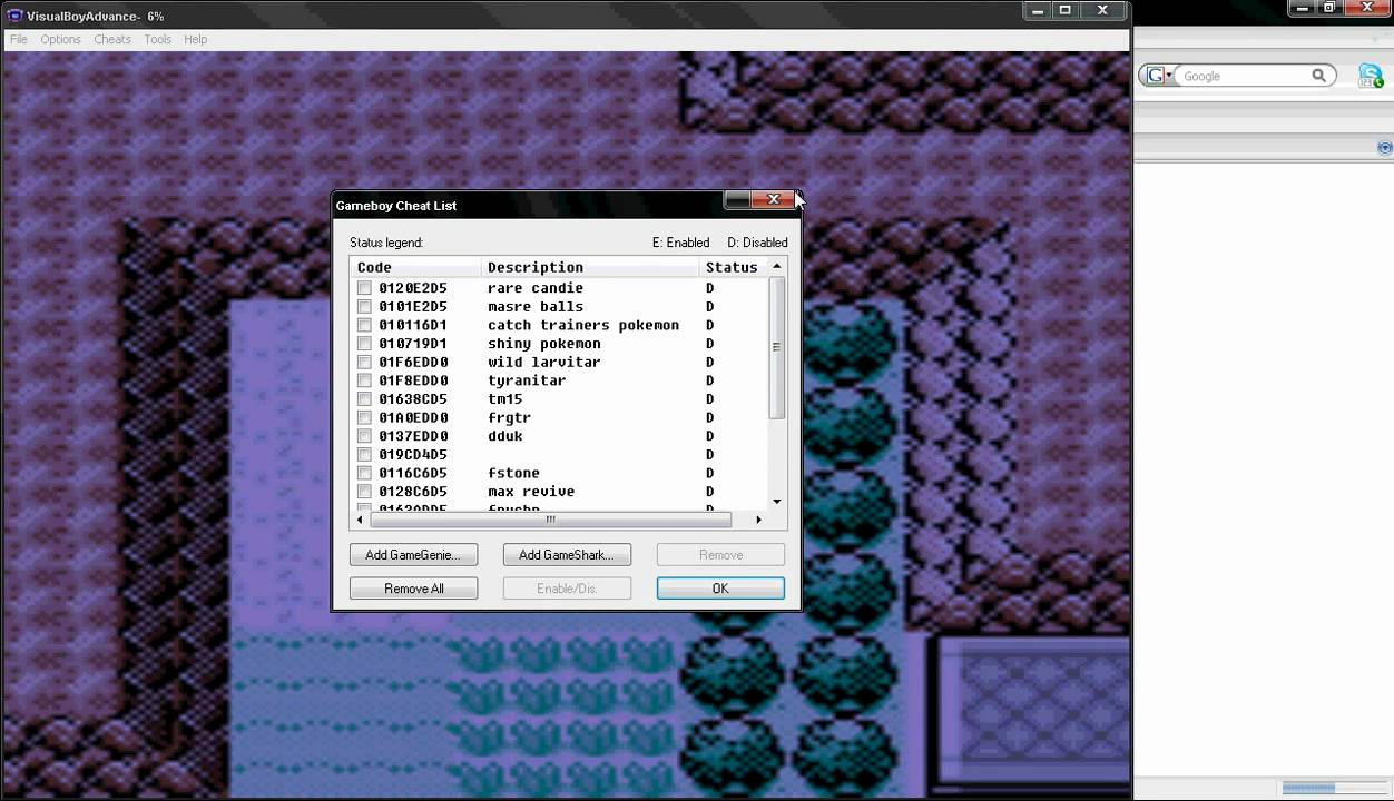 VISUAL BOY ADVANCE CHEATS POKEMON BLUE