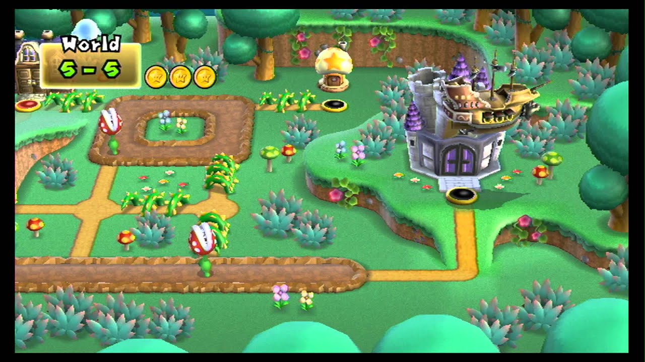 New Super Mario Bros. Wii 100 Walkthrough Part 10 World 5 (53, 54, 55, 5G, 5C) Star