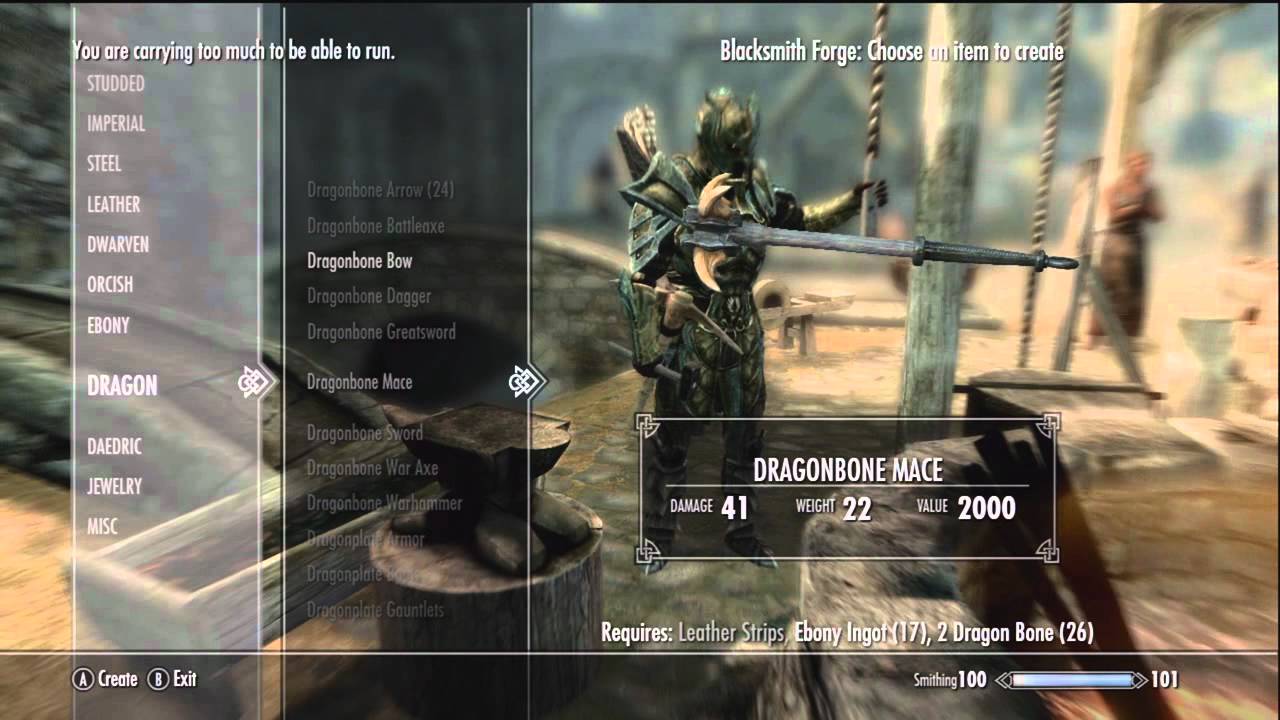 Skyrim Dawnguard Dragon Bone Weapons Smithing tips YouTube