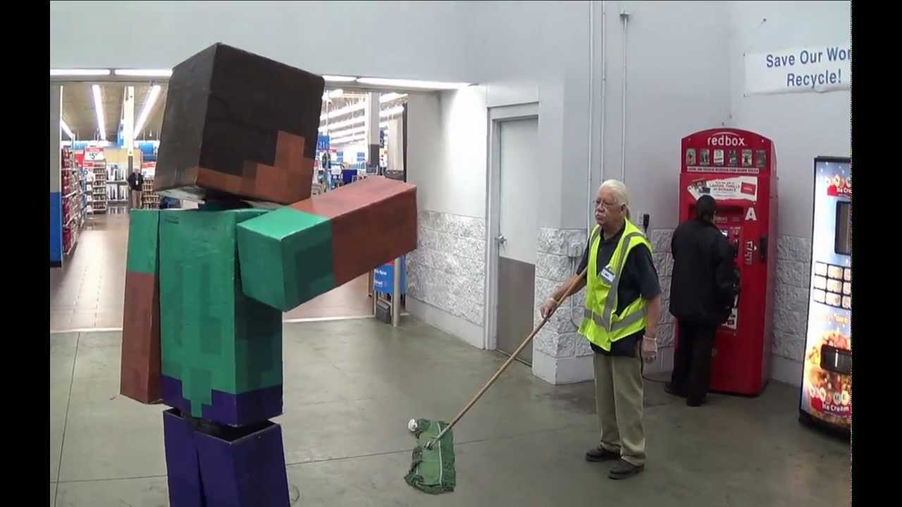 Real Life Minecraft Steve Visits Walmart YouTube