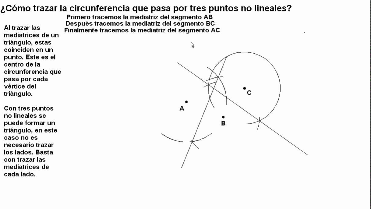 ¿Cómo trazar la circunferencia que pasa por tres puntos no lineales