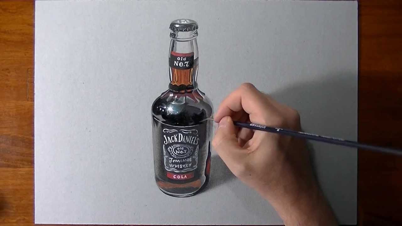 Crazy realistic drawing Jack Daniel's and cola bottle YouTube