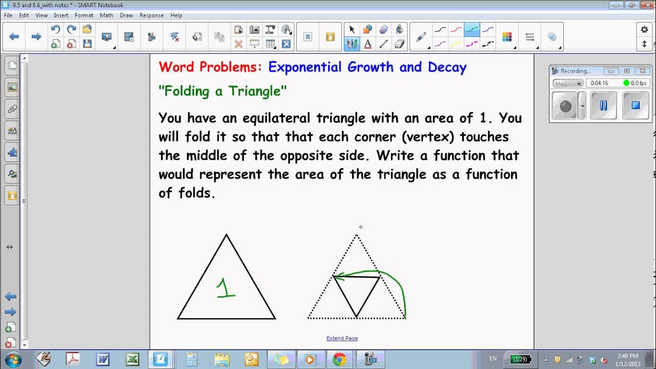 Algebra 1 8.5 and 8.6 Exponential Growth and Decay Word