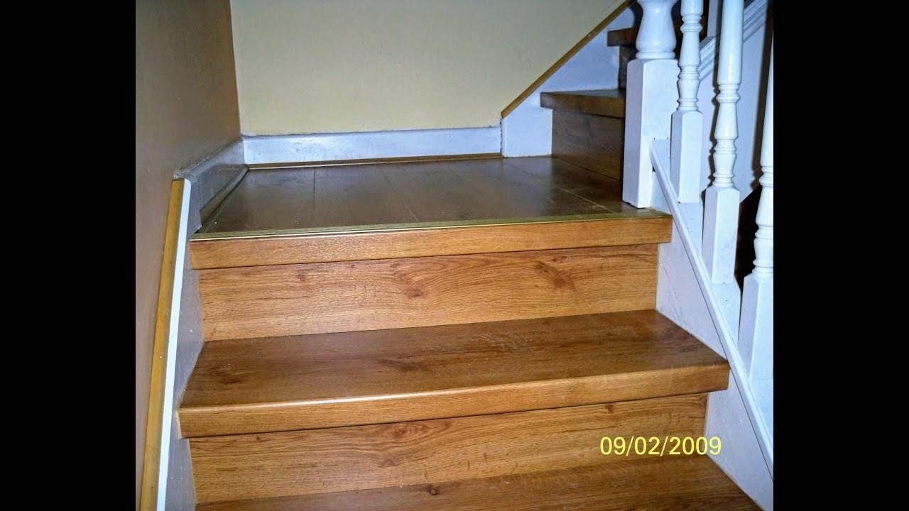 INSTALLING LAMINATE FLOORING ON STAIRS,STAIR RENOVATION IDEA YouTube