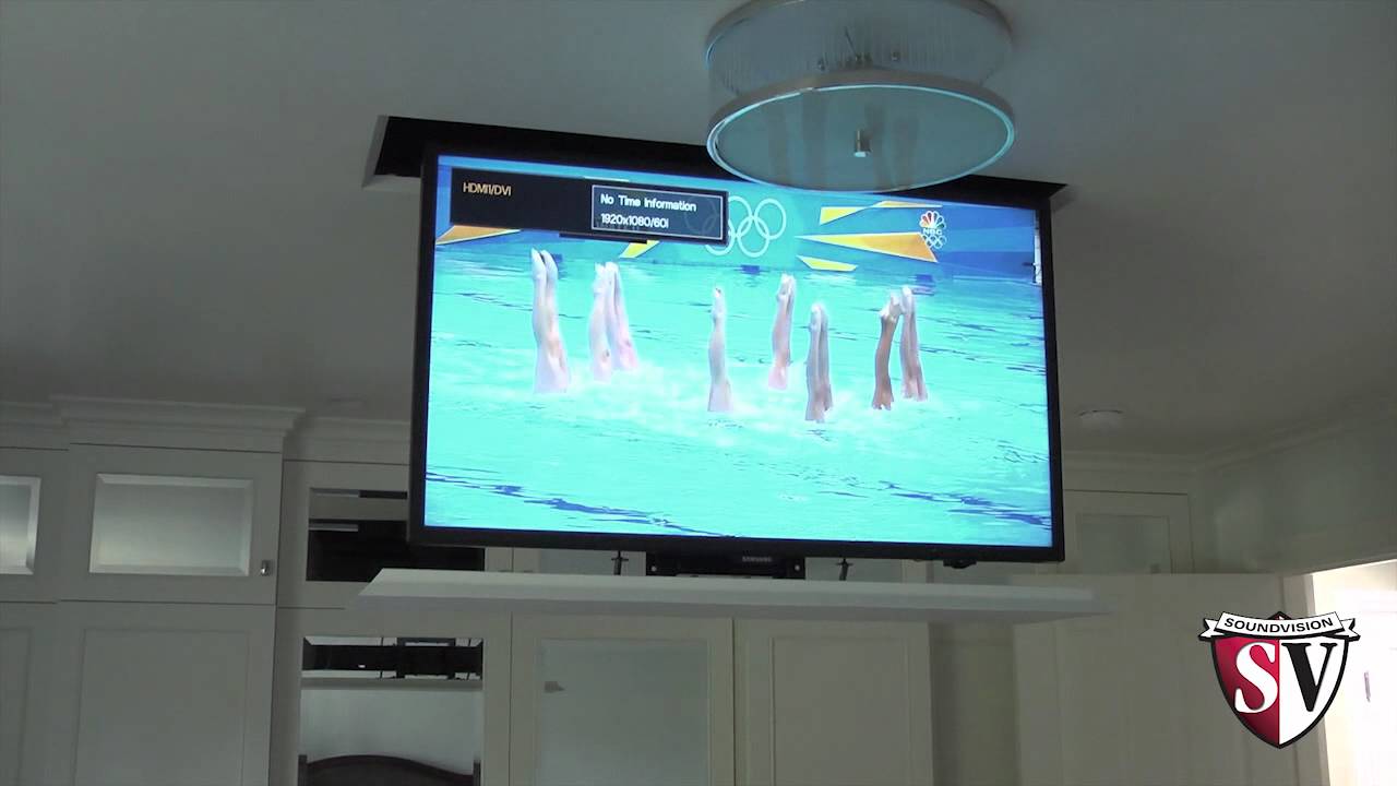 Drop Down from the ceiling hidden television motorized lift YouTube