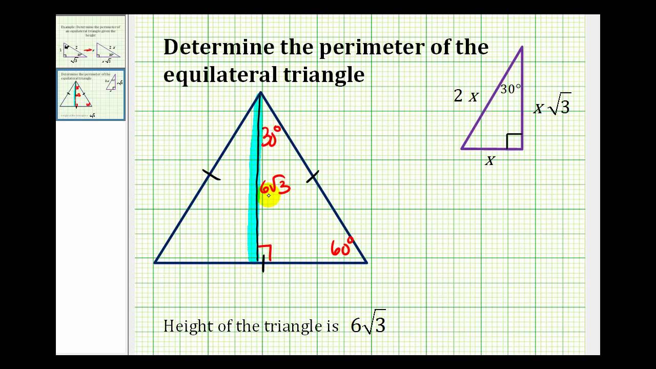 Example Determine the Perimeter of an Equilateral Triangle Given the