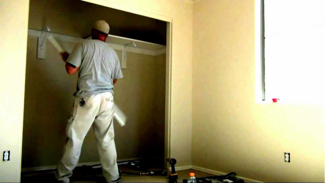 How to build a closet shelf and pole/rod installation YouTube
