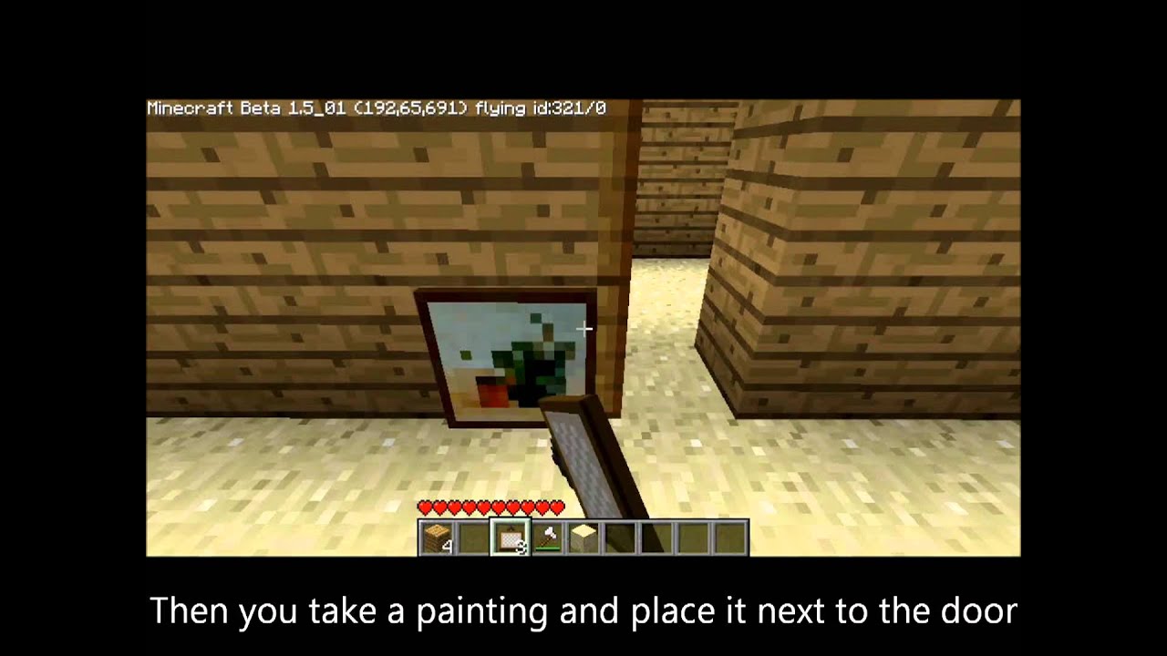 Minecraft How to make a hidden painting door (Tutorial) YouTube