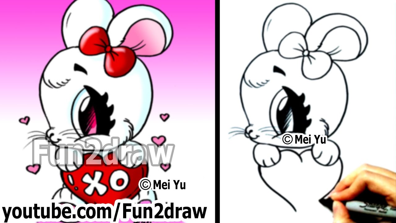 How to Draw a Rabbit with a Heart (Valentine's Day) Easy