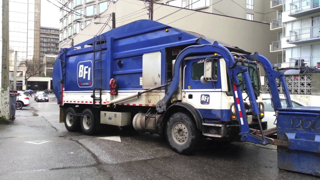 BFI FRONTLOADING GARBAGE TRUCKS IN ACTION YouTube