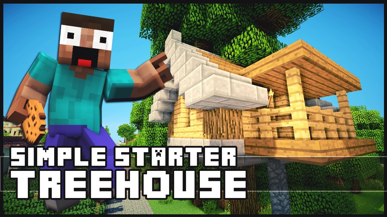Minecraft How To Build a Simple Starter TreeHouse YouTube