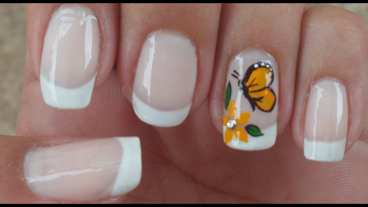 Unhas decoradas passo a passo Borboleta Manual Bela e Simples Nail Art