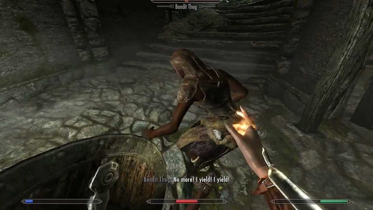 TES V Skyrim Shield Mage (vs Bandit) YouTube