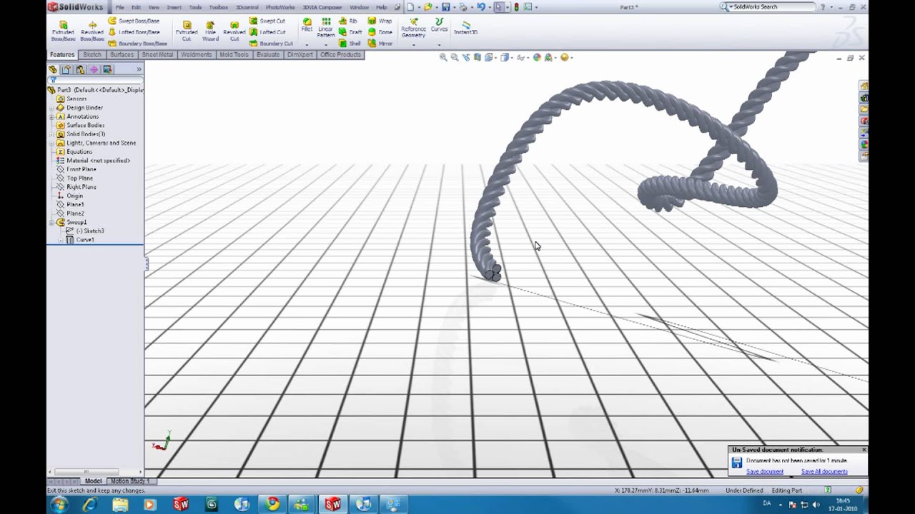 SolidWorks tutorial Modelling a rope/wire. YouTube