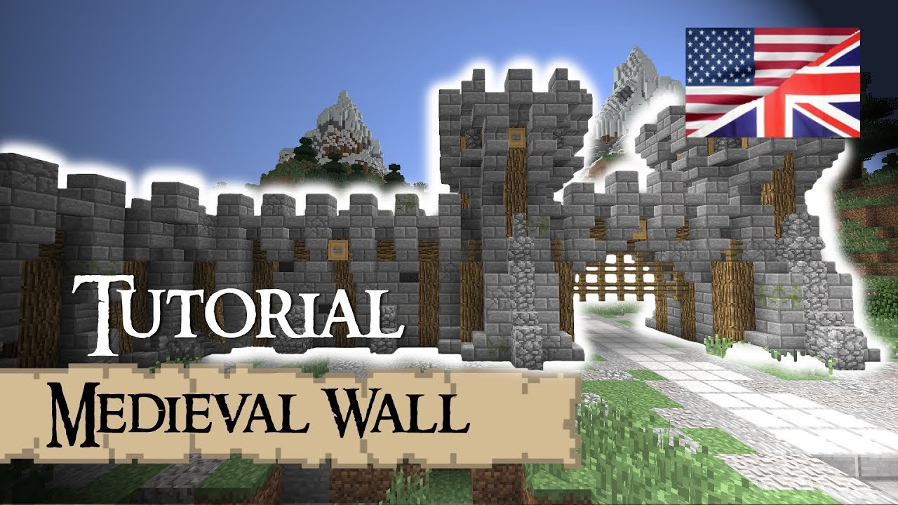 Minecraft Tutorial Medieval WALL (English) YouTube
