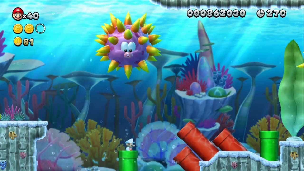 New Super Mario Bros. U 100 Walkthrough Part 5 Sparkling Waters (31