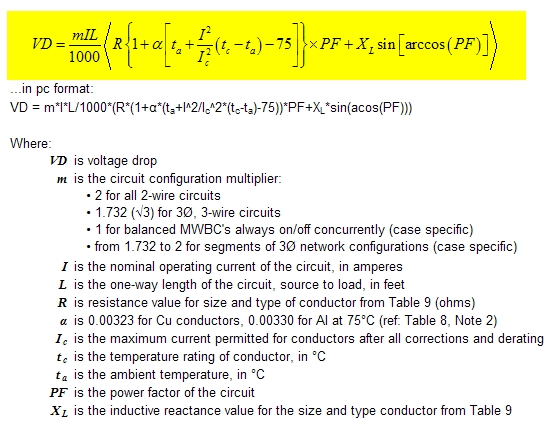 voltage drop calculation