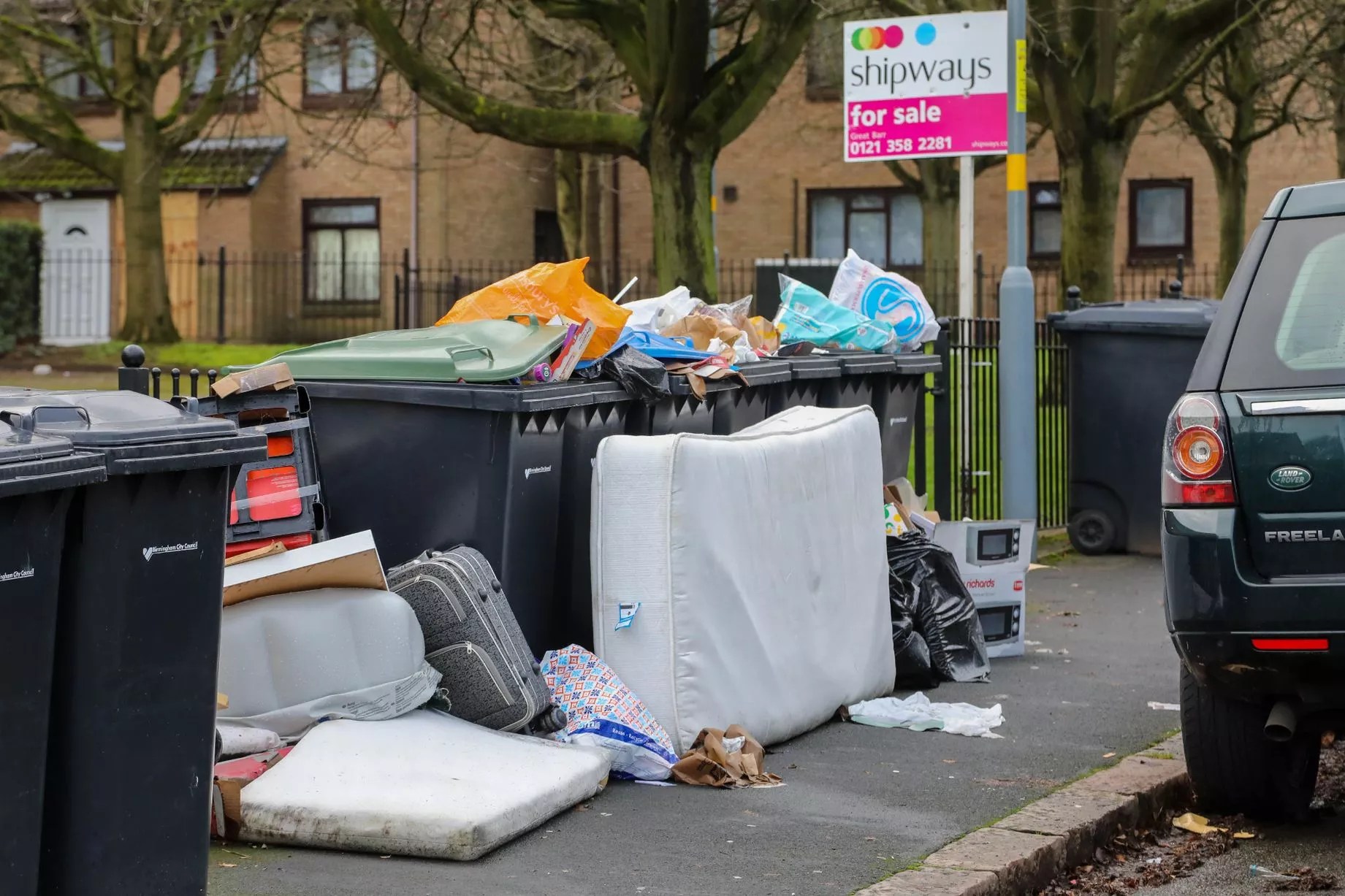 Photos show unemptied bins overflowing in Birmingham after refuse crews