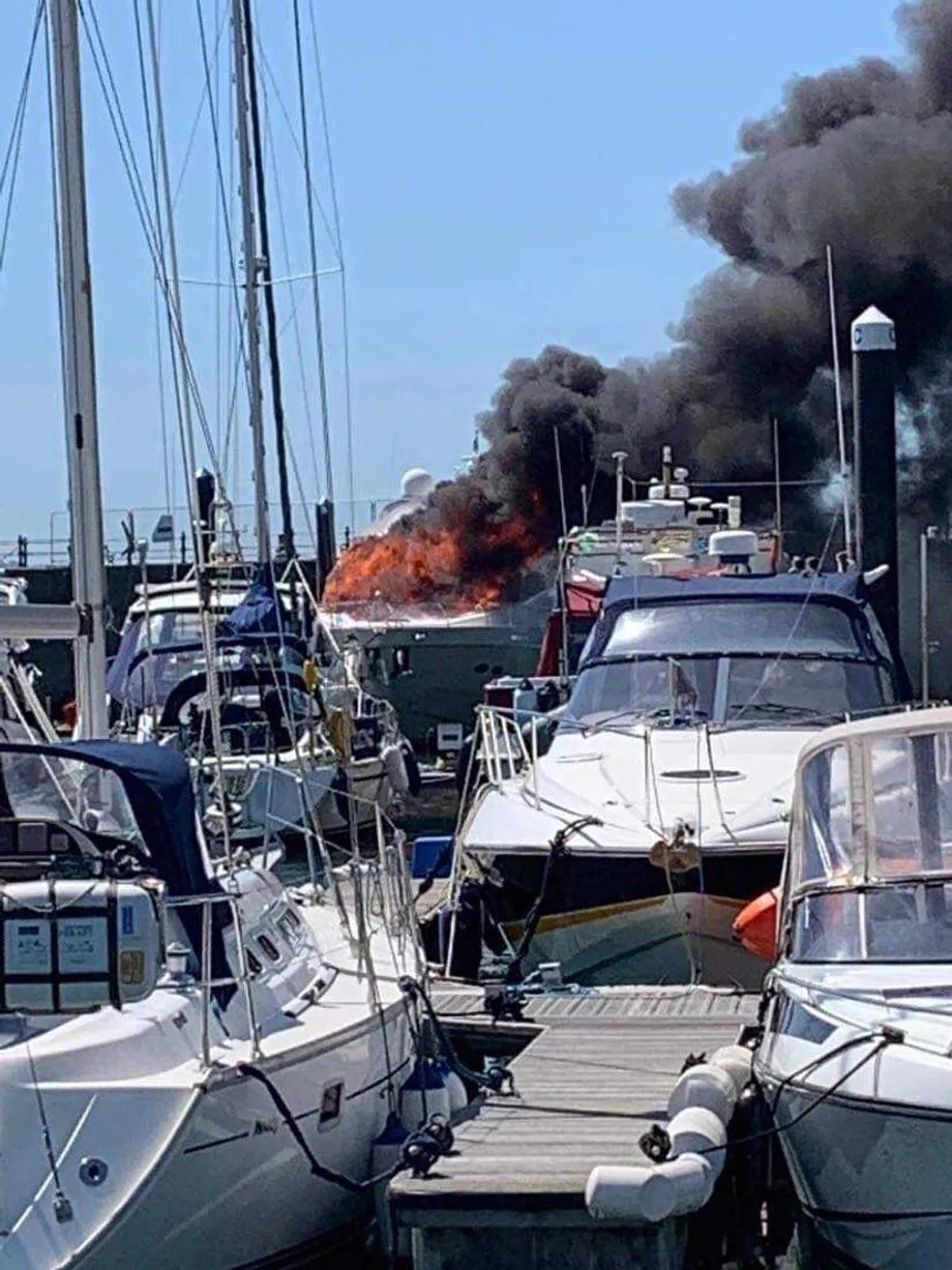 In pictures 'Fireball' yacht fire breaks out at Torquay harbour