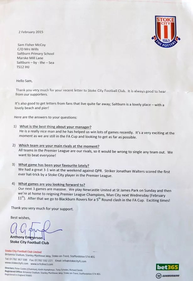 How do Premier League football clubs respond to mail from young fans