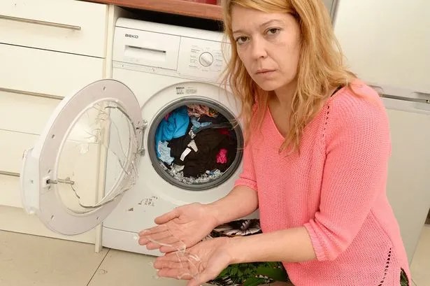 Mum's washing machine blows up showering spot where son had been