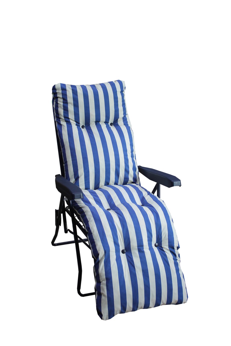 Striped Foldable MultiPosition Sun Lounger with Cushion (6510154