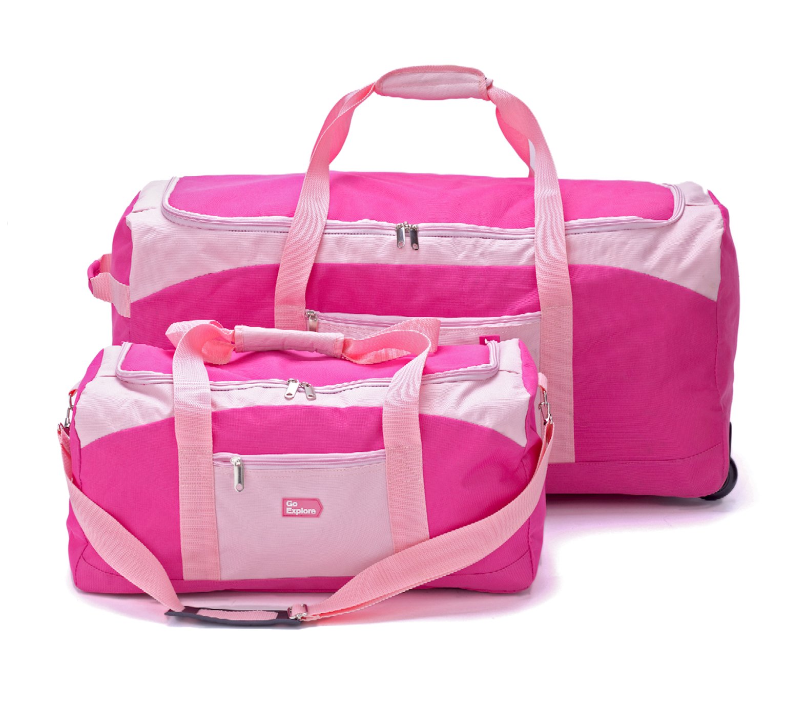 Go Explore XL Wheeled Holdall and Small Handheld Bag Pink (7175914
