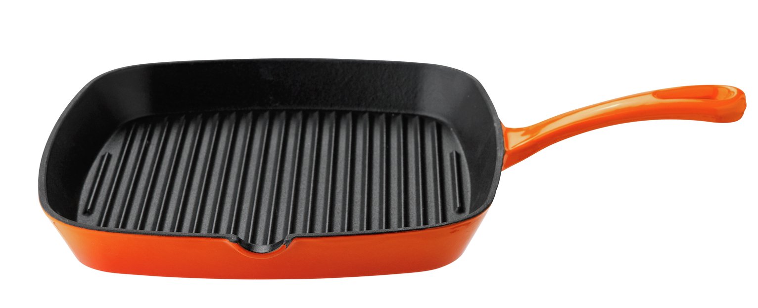 Sainsbury's Home Large Cast Iron Grill Pan Orange (8069816) Argos