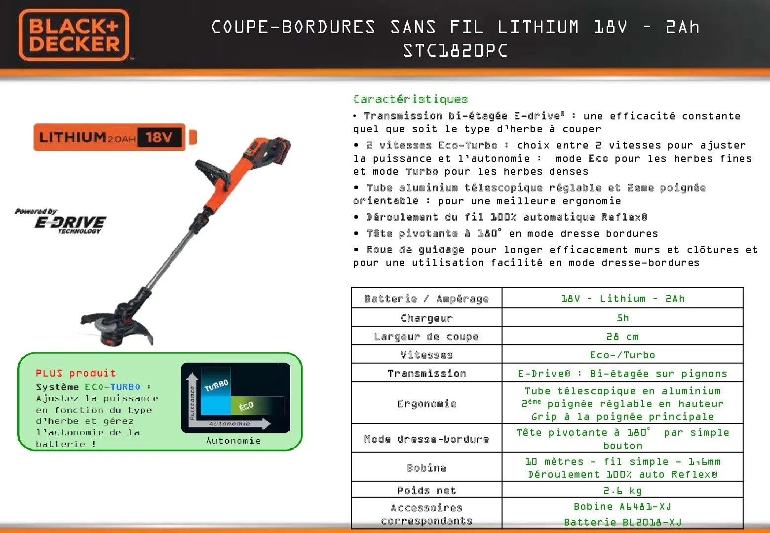 Black Decker Coupe Bordure Sans Fil 28cm 18v 2ah Achat Vente