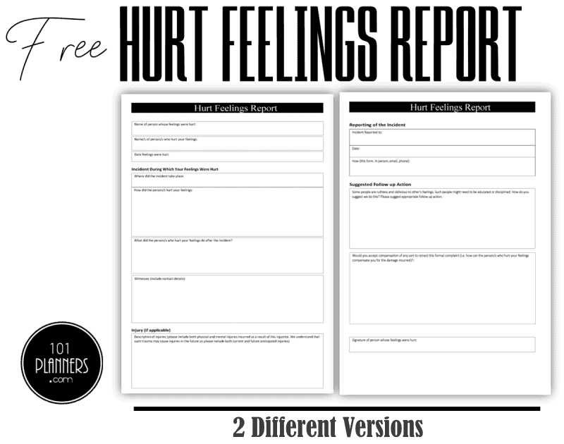 Hurt Feelings Report Printable(09)