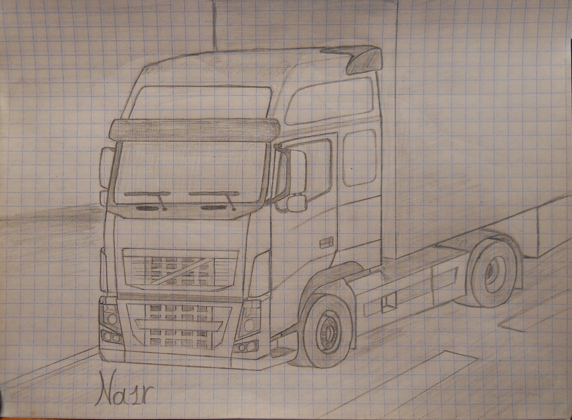 нарисовать грузовик карандашом ребенку