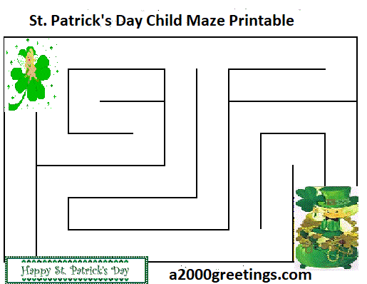 St. Patrick's Day Child Maze Printable