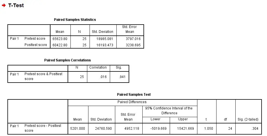 SPSS Excel Paired Samples T Test