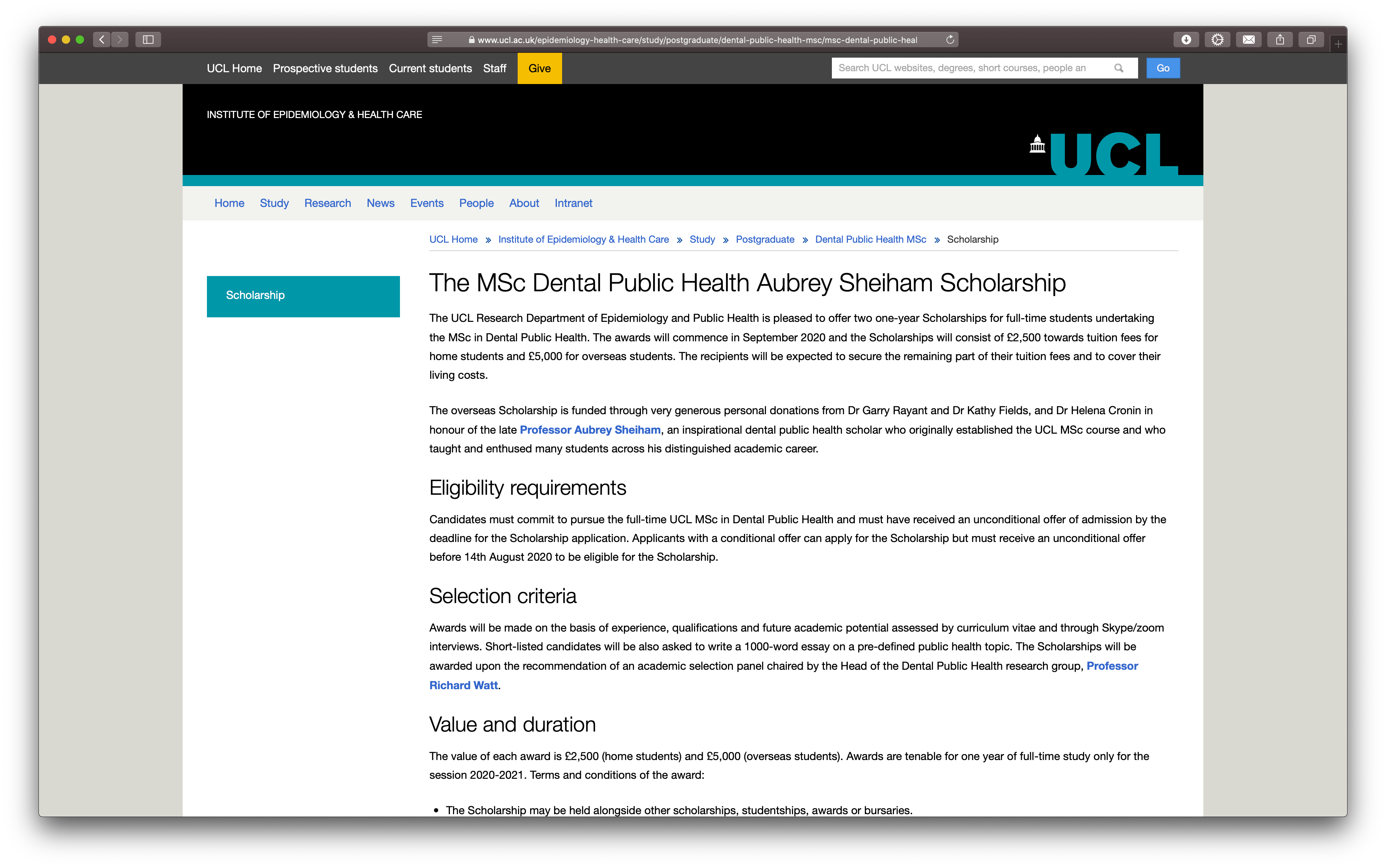 UCL Dental Public Health Group announce establishment of a