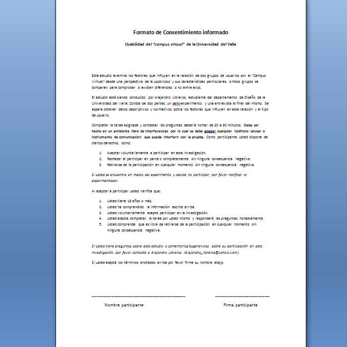 Formato de consentimiento Informado