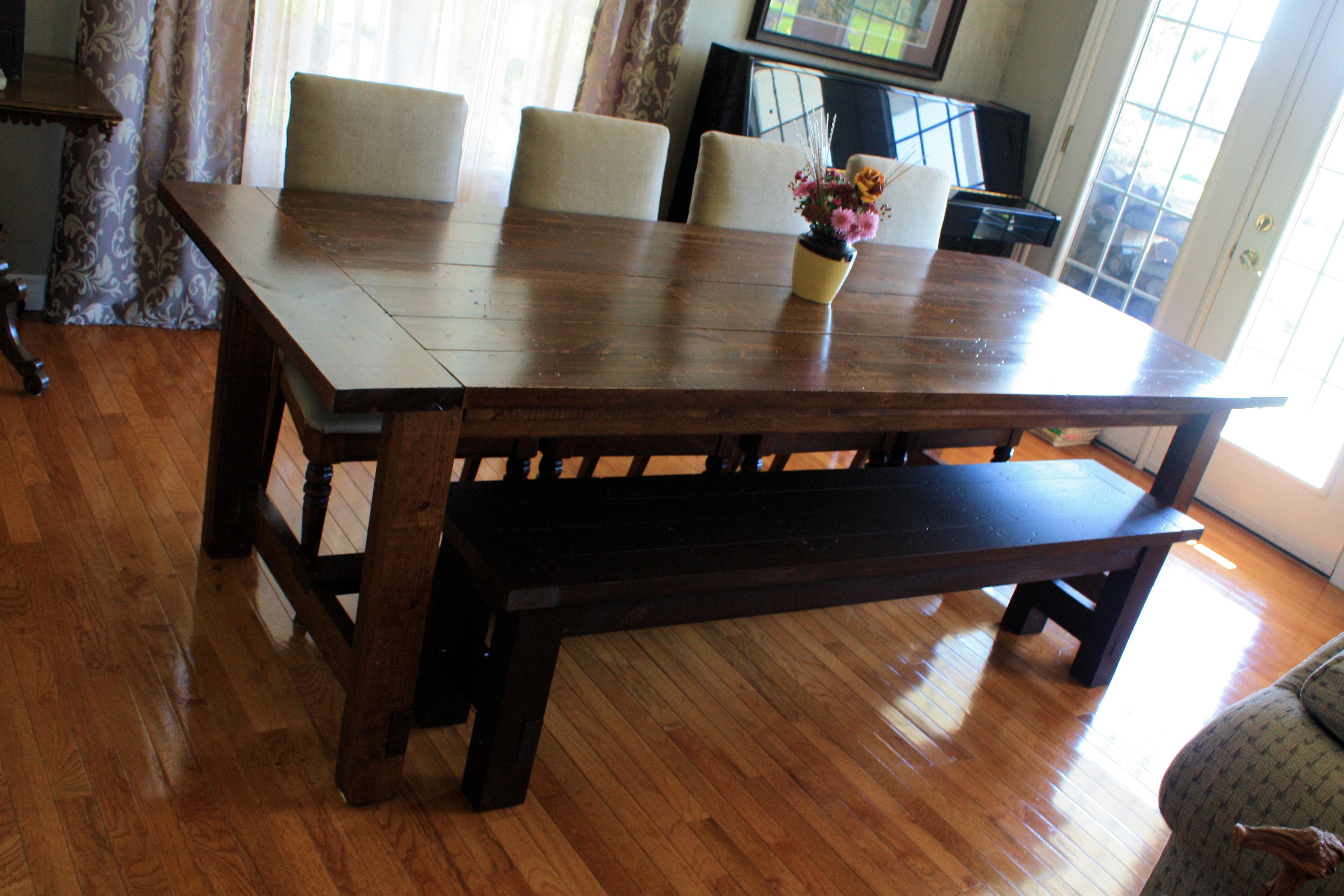 Ana White Super Big Farmhouse Dining Table and Bench