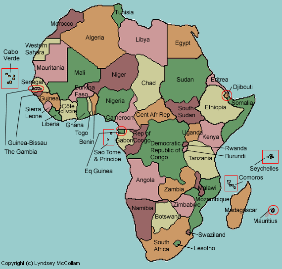 Map of Africa: Countries & Capitals with Photos and National Flags.