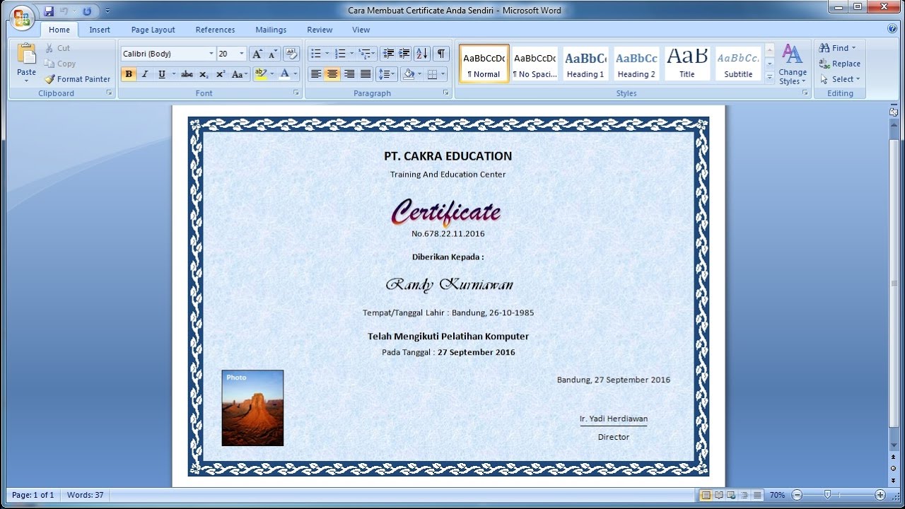 Cara Membuat Sertifikat di Microsoft Word Dengan Data Dari
