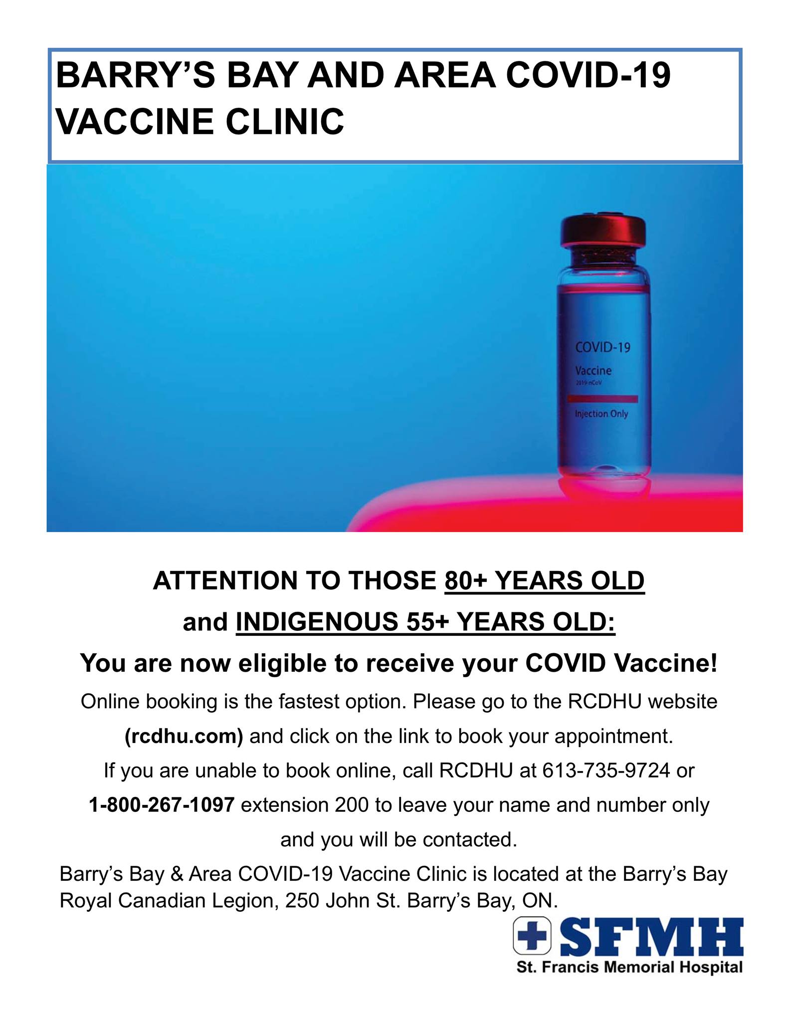 Barry Bay and Area COVID19 Vaccine Clinic BAFN