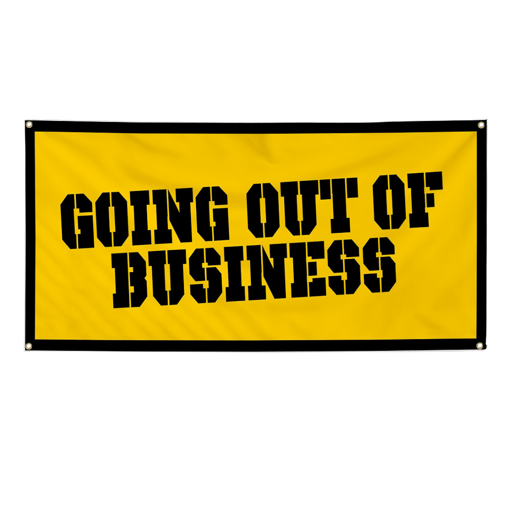 Going Out Of Business Orange Vinyl Banner Sign w/Grommets