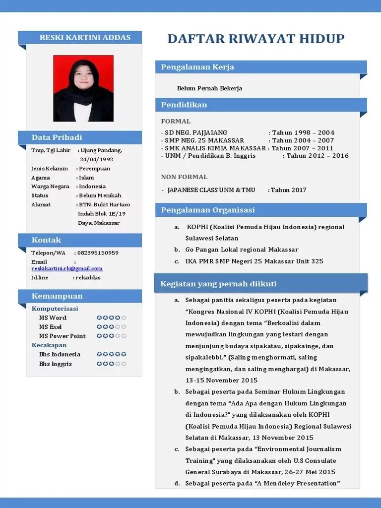 Download Contoh Cv Fresh Graduate Tanpa Pengalaman Doc