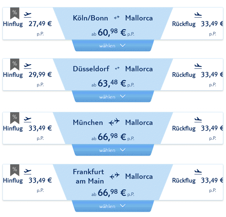 Billigflüge ab Deutschland •