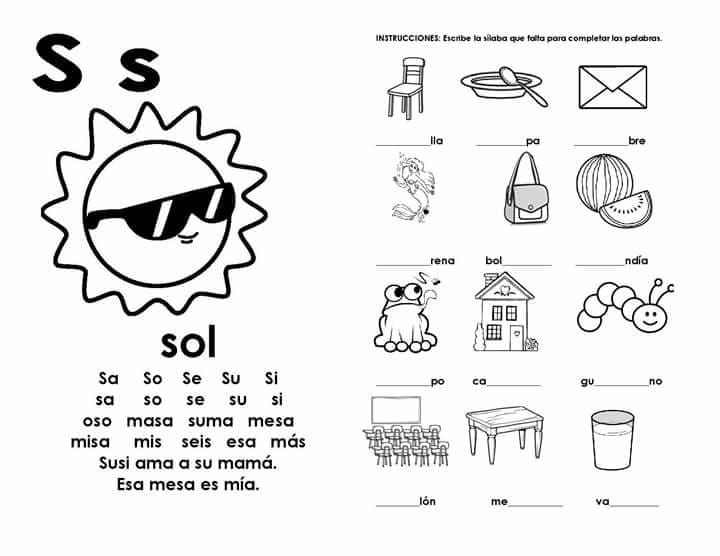Actividades con la silaba sa se si so su Blog didáctico